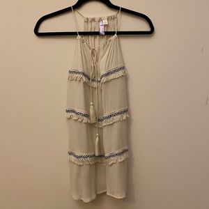 Layered tassel high-neck tank-top